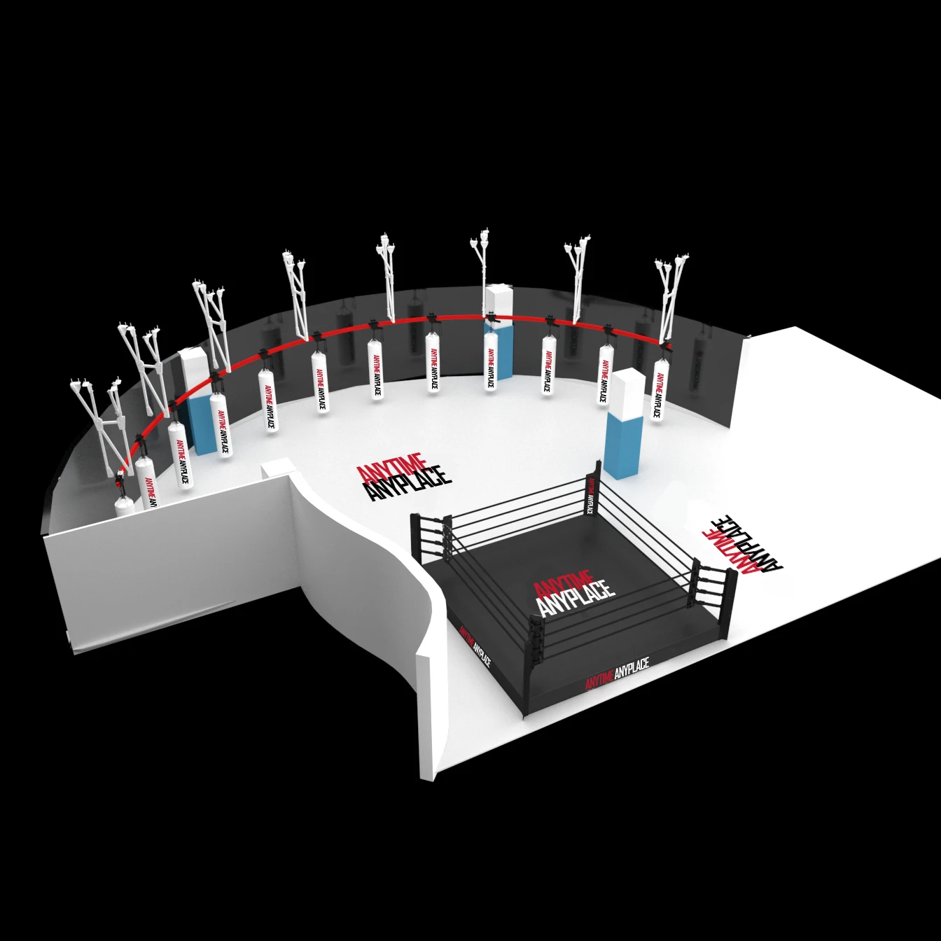 Boxing Club Hanging Movable Combination Sandbag Rack Design Service Gym Club Boxing Center