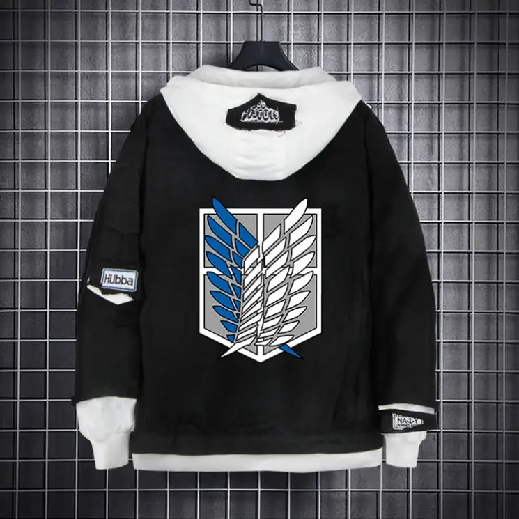 Куртка мужская джинсовая с капюшоном и принтом из аниме «атака на гигантского»