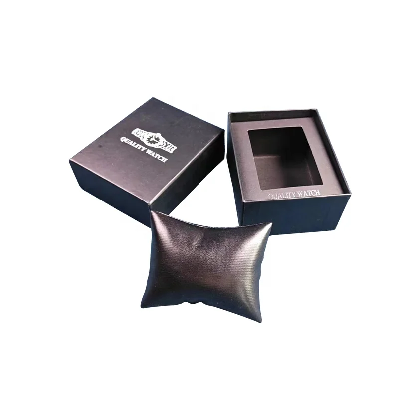 Black Gift Cardboard Smart Watches Case Packaging For Men Wholesale With Pillow Cheaper Paper Watch Box
