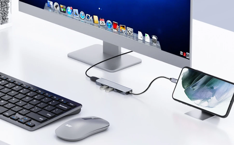 6 в 1 многопортовый USB C USB-C Hub адаптер с разъемами типа 3 0 4K многофункциональный концентратор док-станция 100W PD