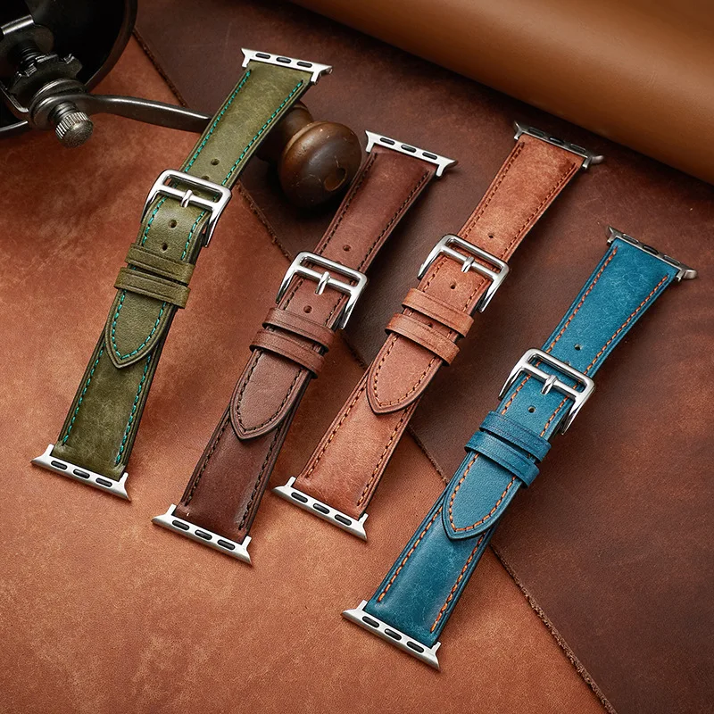 Hot Sell Italy Genuine Leather Watch Strap 38mm 40mm 41mm 42mm 44mm 45mm 49mm Watch Bands for Apple iWatch 8 7 6 5 4 3 2