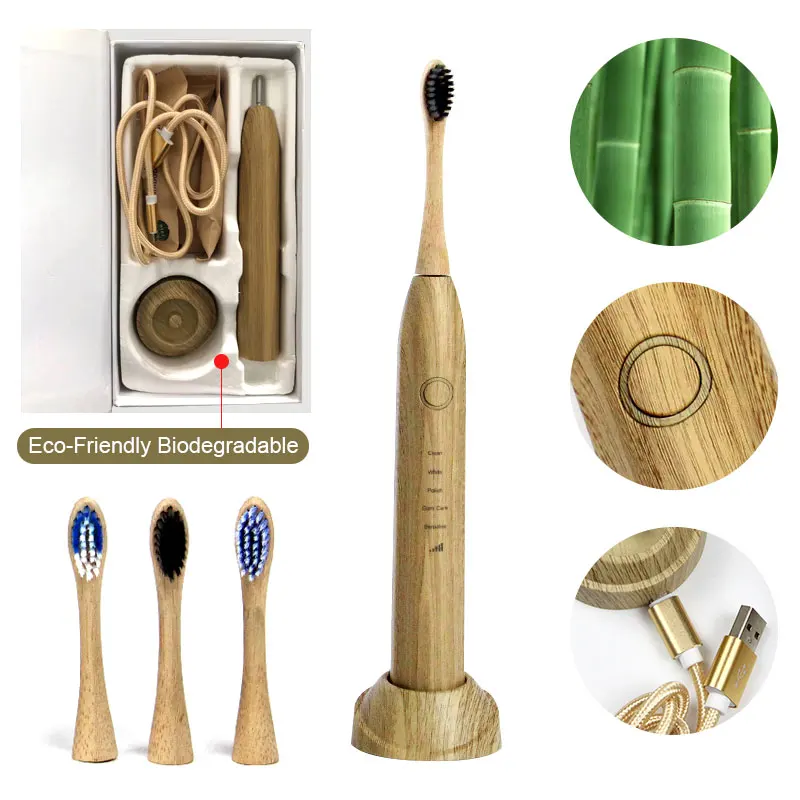 CE Approved Bamboo Electric Toothbrush Travel-Friendly and Eco-Friendly Foldable and Available in Various Colors for Adults
