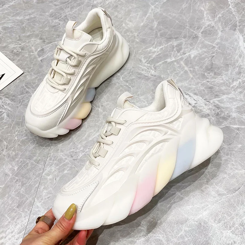 Высококачественные женские кроссовки для бега на заказ, женские белые кроссовки, повседневная женская модная массивная обувь на платформе