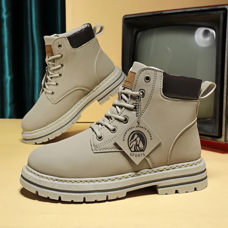 European station men 48 extra 47 size fall new British style big yellow retro leather work boots