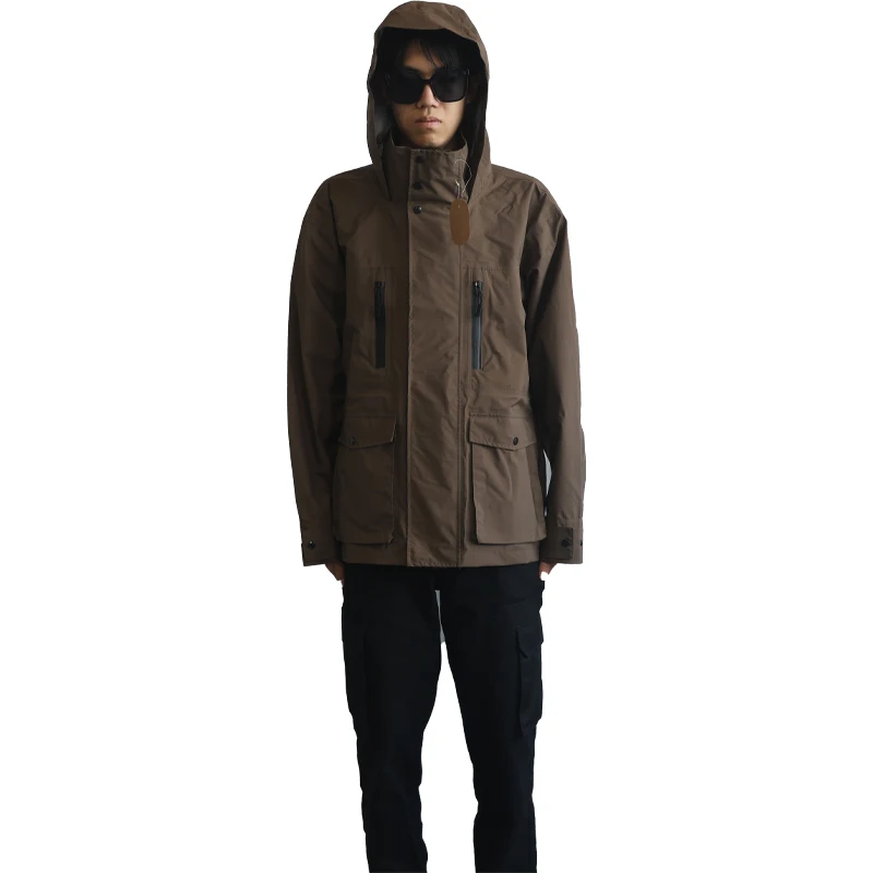 men breathable Moss Hooded Waterproof Windproof Raincoat Jacket