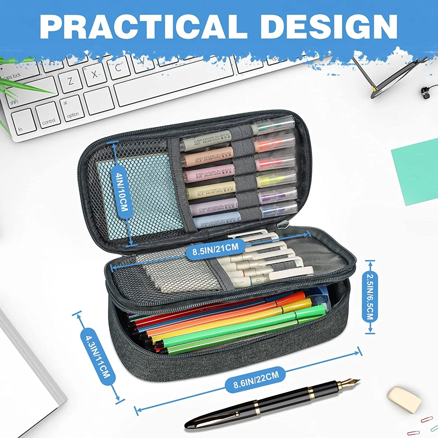 Large Capacity Pen Case Canvas Pouch Bag For Office Middle High School College Student Pencil Case