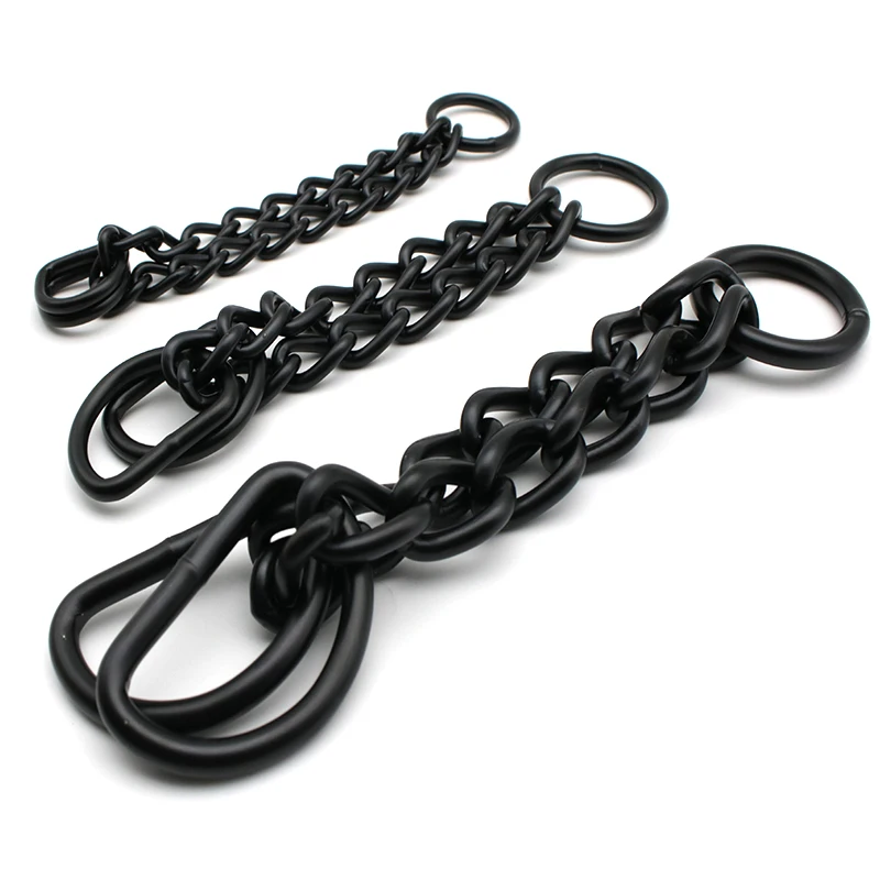 Wholesale Strong Heavy D Ring Martingale Choke Chain Dog Collar - Matte Black Plated