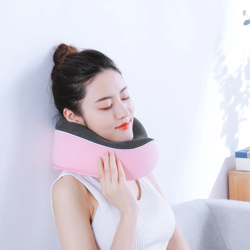 OEM Popular  Airplane Memory Foam Neck Pillows Travel Pillow Solid Neck Cervical Healthcare U Shape Pillow Black