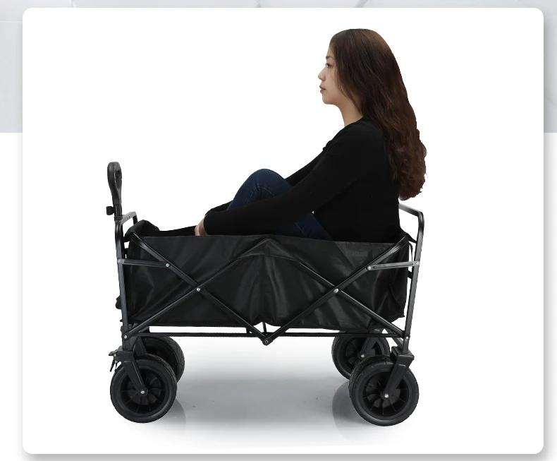 Foldable Picnic Camping Wagon Camping Cart Trail Collapsible Folding Beach Utility Cart Trolley Wagon