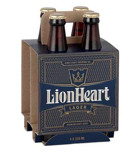 Custom Printed Cardboard 6 Bottle Beer Carriers Recycled Six Pack Wine Glass Packing Box with Handle