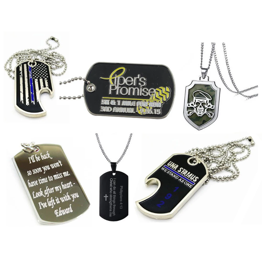 Custom Design Name Wholesale Engraving Laser Stainless Steel Pendant Chains And Pendants Dog Tag Necklace For Man