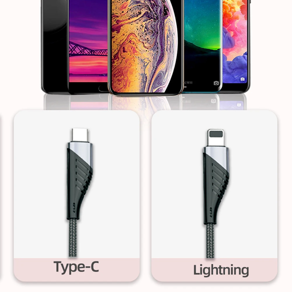  PD20W QC2.0 QC3.0 телефон разъемом спецификации usb type-c с разными условиями освещения кабель для быстрой зарядки и передачи данных типа c lightning