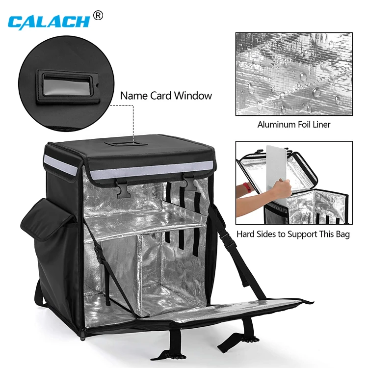 Calach Waterproof Thermal Insulated Custom Large Food Pizza Delivery Bag for  Motorcycle