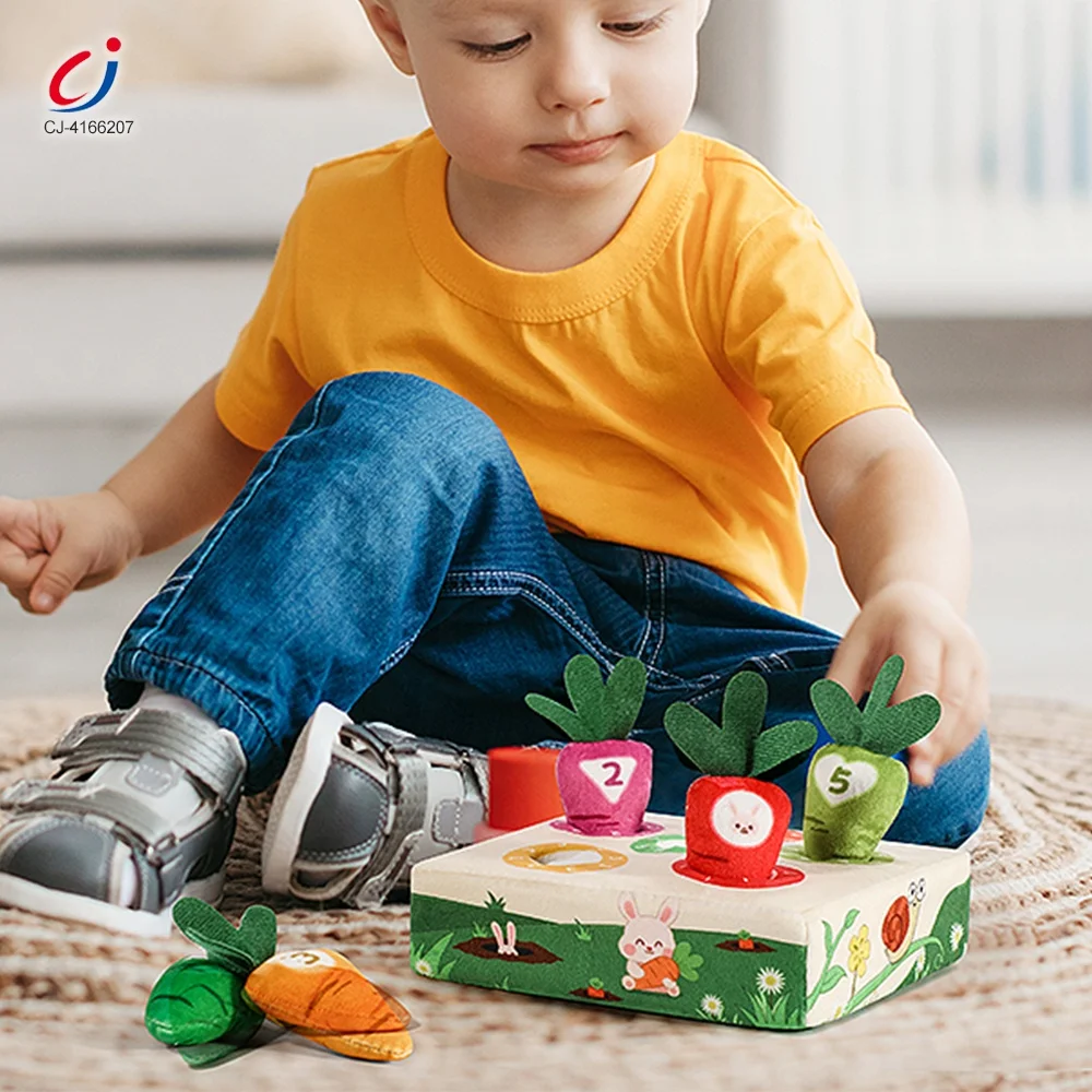 Chengji radish pulling early education toy baby number color cognitive game soft 6 holes plush cute carrot pull toy