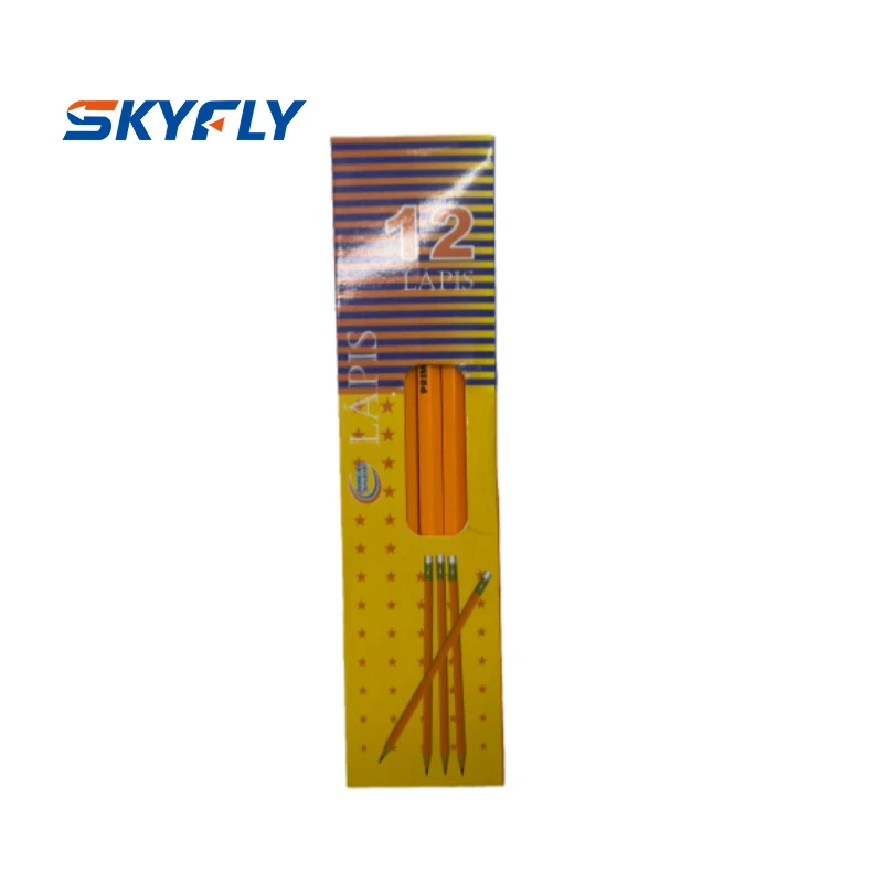 Office Stationery Yellow Hexagonal Mongol Pencil HB Lead Hardness With Red Eraser