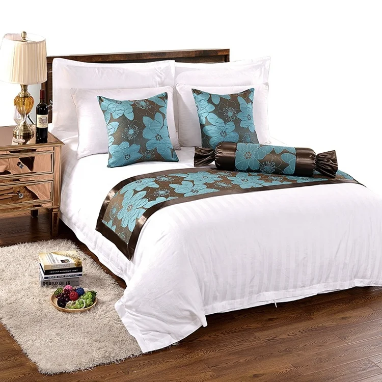 Guangzhou White Cotton Hotel Bedsheets 3cm Stripe bedding set 5 star luxury hotel bed linen