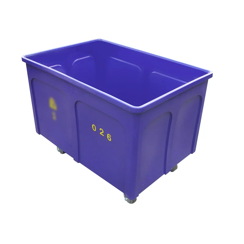 640L Heavy Duty Commercial Industrial Hotel Square Plastic Laundry Linen Trolley Cart