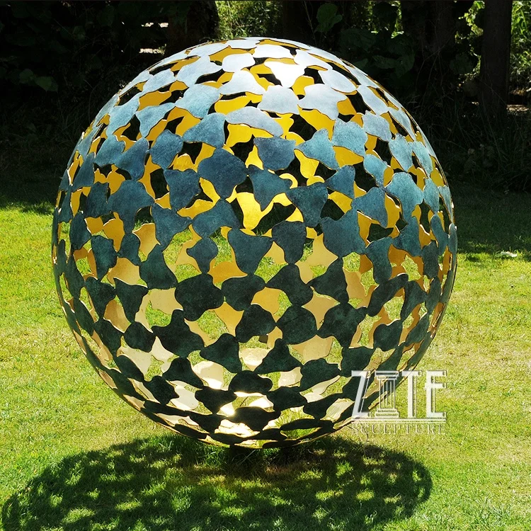 Outdoor large abstract metal stainless steel decorative golf ball sculpture