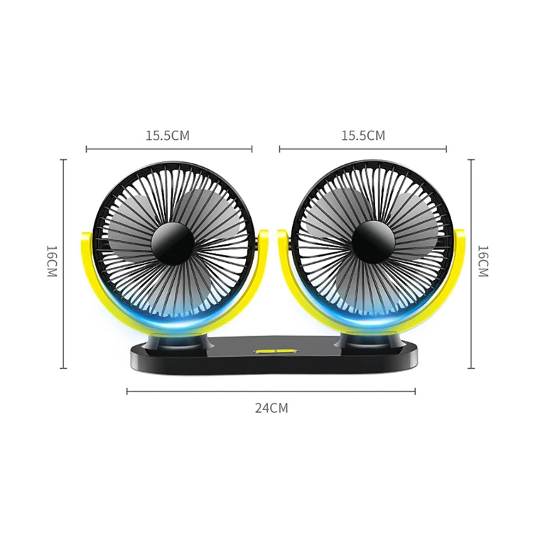 Summer Car Air Conditioner Fan 360 Degree Rotating Adjustable Double Heads Air Fan Mini Electronic USB Cooling Fan for Car