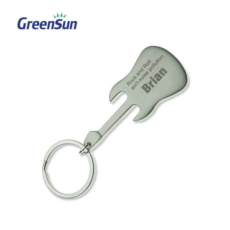 Creative Metal Electric Guitar Silver Mini Keychain Key Chain Key Ring Fashion