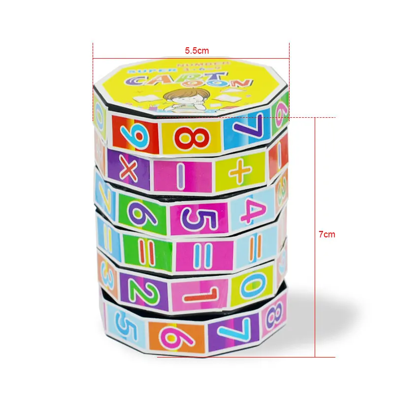 Rotate Funny Play Activity Digital Magic Cube Puzzle Game Early Education Toys Kindergarten Kids Math Learning Cylindrical Cube