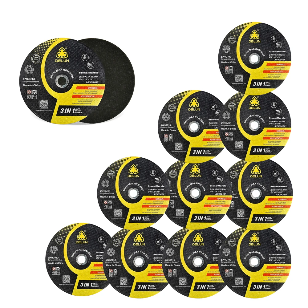 DELUN 9 Inch 230mm  Grinding Wheel Type 27 with Quick Change Threaded Hub Customizable OEM Support for Angle Grinders