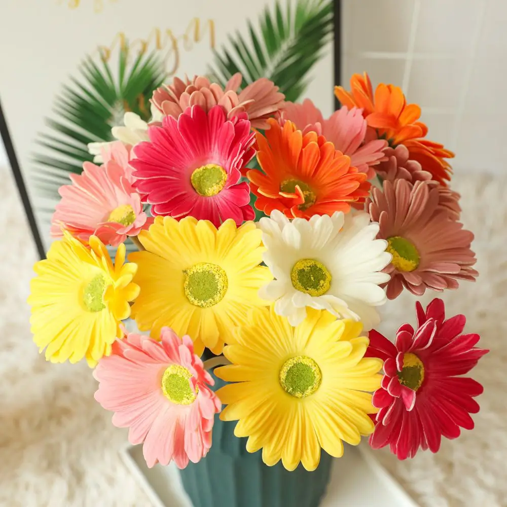 High Quality Artificial Pu Gerbera Daisy Flower Real Touch For Home Wedding Decoration Table Center Piece Flower