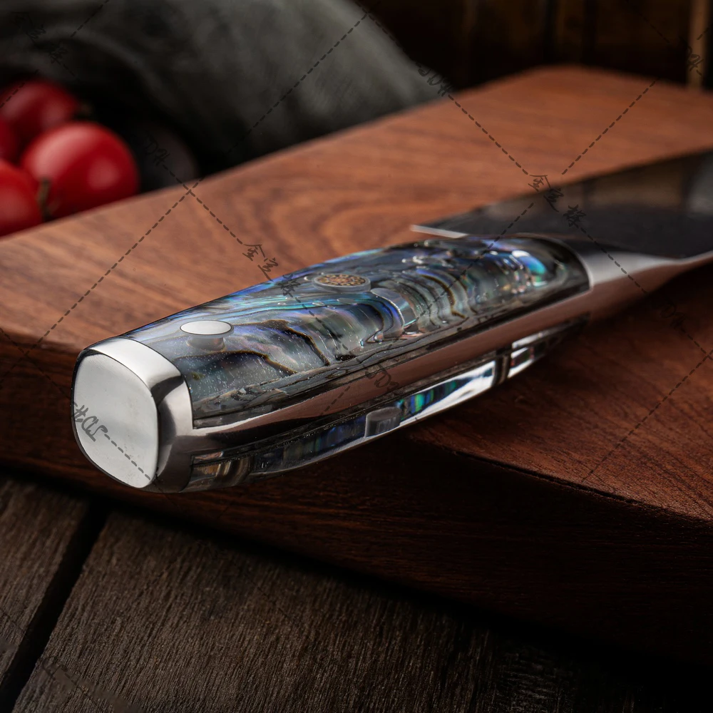 7 inch Santoku Knife Damascus Kitchen Knife 67 Layers Damascus Steel with Abalone Shell Handle