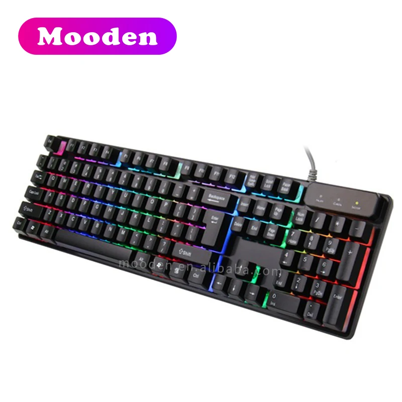 Mechanical Keyboard USB Wired Gaming Keyboards 104 Keys 3 Color LED Backlight Keyboard For Computer PC