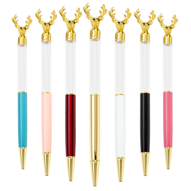 Popular Empty Barrel Ballpoint Pen Novelty Deer Creative Blank DIY Empty Tube Glitter Floating DIY Pen