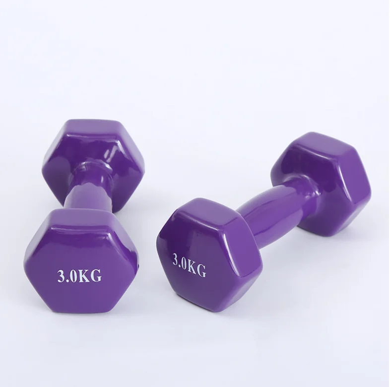 Hot Sale Home Gym Equipment Color Cast Iron Rubber Coated Hexagonal Dumbbell Suit with Plastic Exercise Supplied by China