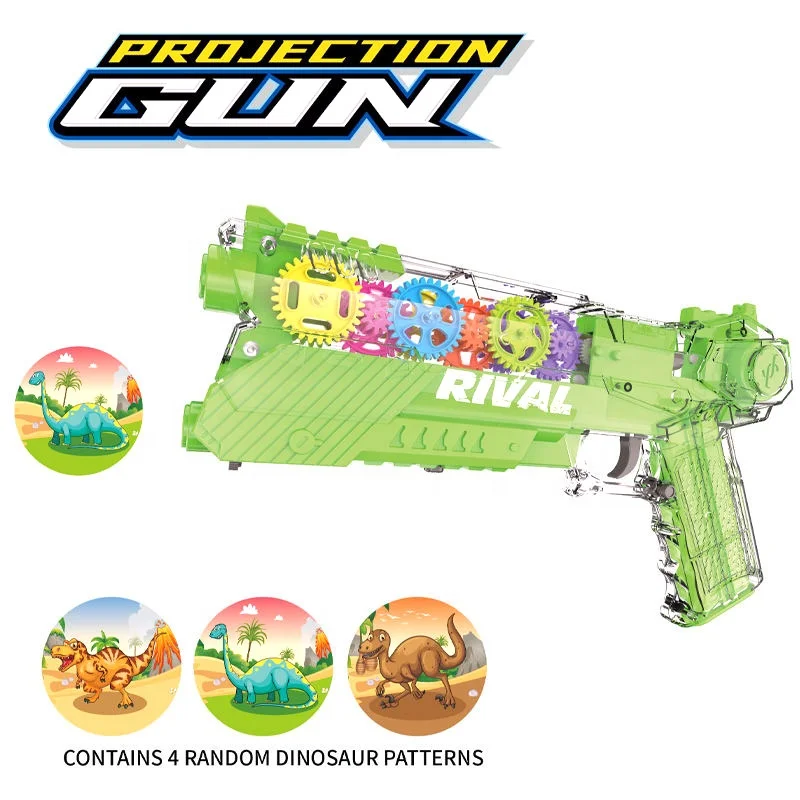 Plastic Electronic Juguete Transparent Gear Interactive Shooting Gun Toy Pistol Projector Toy Guns for Kids