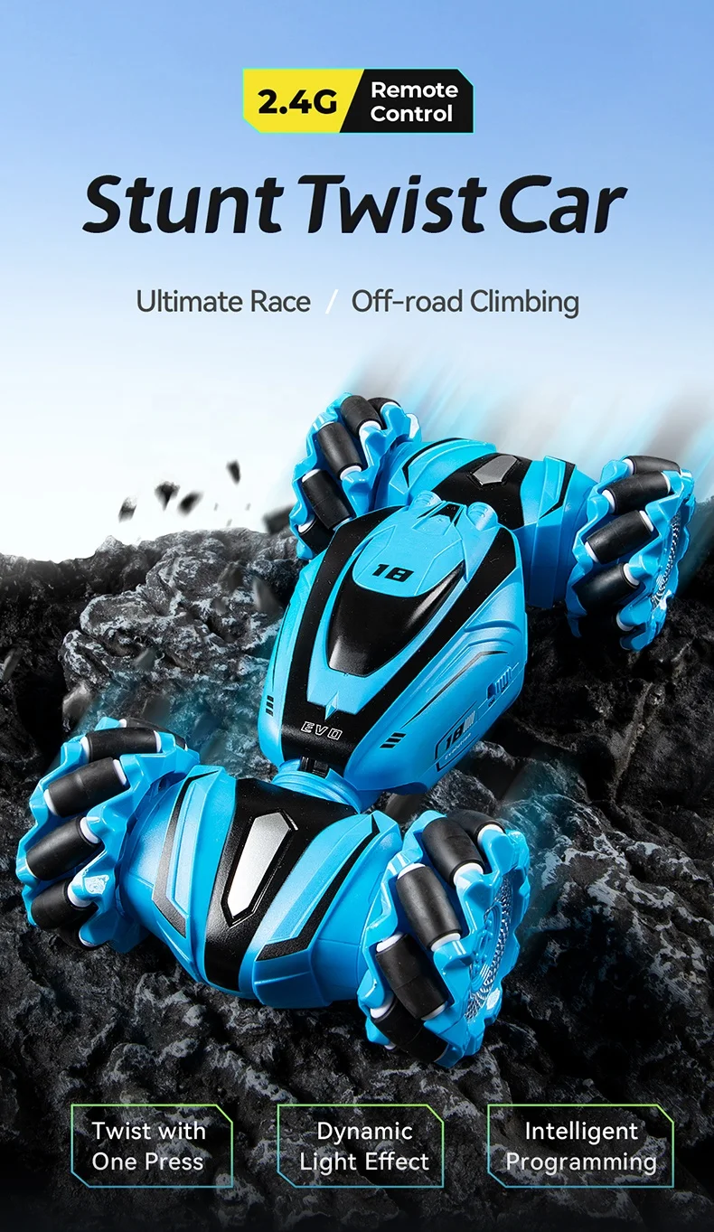 New Arrival Twist Car 2.4g Stunt Remote Control Stunt Car With Lighting And USB Charging For Kid Gift