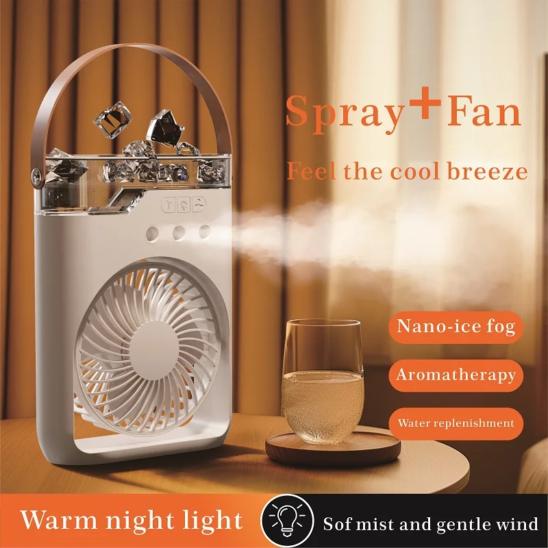 Tabletop Humidifying Fan Mini Usb Rechargeable Hand Held Portable Cooling Humidifier Fan With 1200Mah Battery