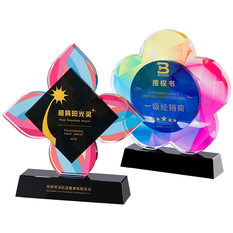 
flower Shape Crystal Awards Plaque for competition award 
