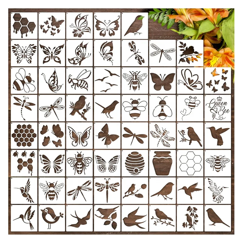 Small Butterfly Craft Stencils for Painting 3 inch Bee Dragonfly Hummingbird Bird Nature Stencils