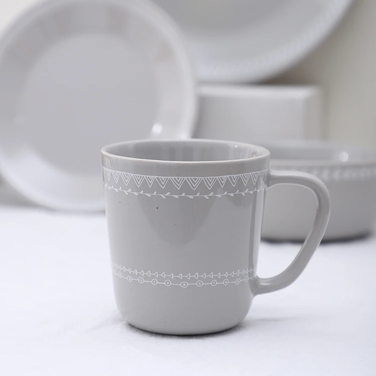 Wholesale decal restaurant food serving gray tableware porcelain dinnerware sets