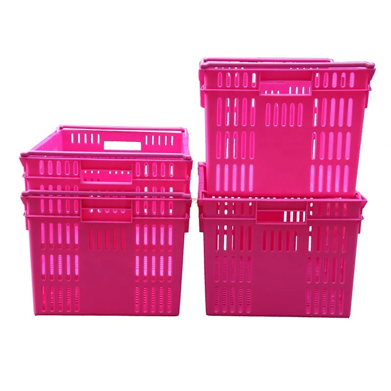 JOIN Virgin PP Plastic Fruit Crate Container Eco-friendly Market Mesh Nest Stackable Storage Durable Basket for Farm Use