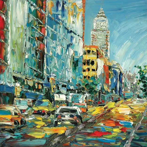 Modern Home Decoration Wall art Handpainted abstract textured painting street building canvas oil  factory custom