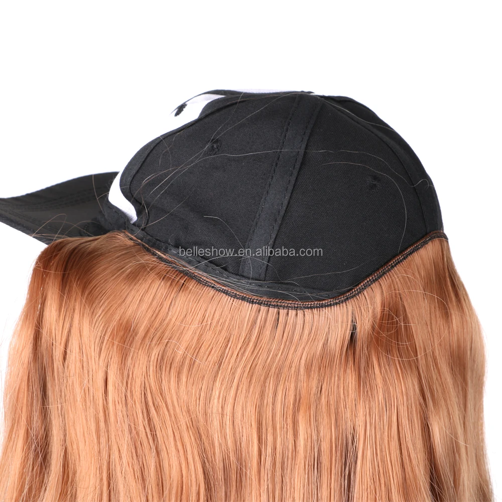 Hot sell Cheap Wholesale long black Baseball Caps straight Hair Wig Sale Low Price Black Long Wavy straight braid Baseball hat