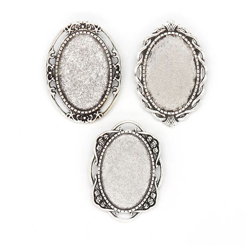 Tibetan Alloy Oval Brooch Setting Bezel Blank Bases w/ Pin Back 20x30mm TrayOpens in a new window or tab