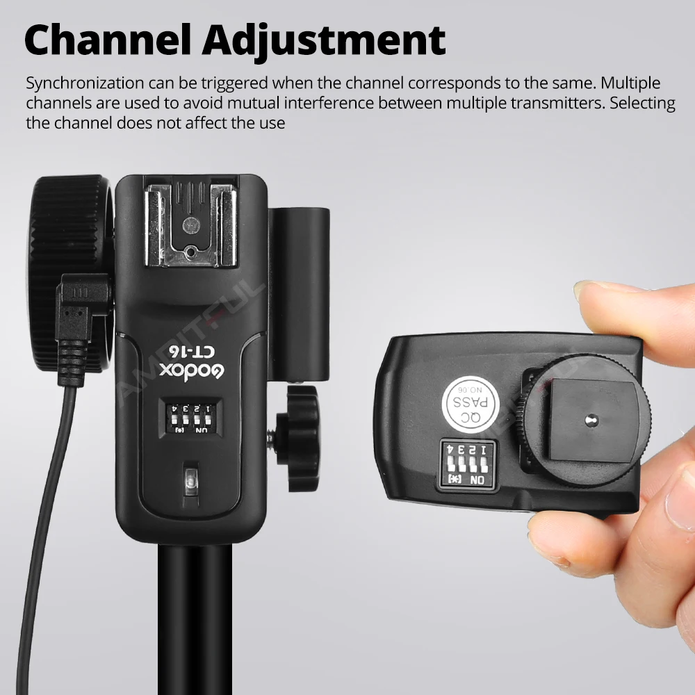 Godox CT-16 16 Channels Wireless Radio Flash Trigger Transmitter + Receiver Set for Canon Nikon Pentax Studio Flash