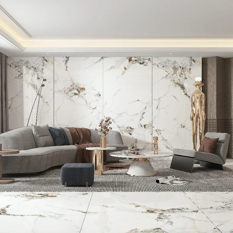 China Artificial Marble Look Slab Sintered Stone 9mm Project Polished Floor and Wall Tiles 1200X2400mm