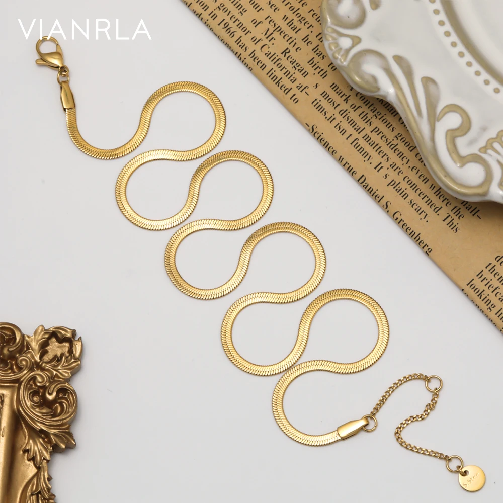 VIANRLA Stainless Steel Necklace 2.5mm Snake Chain Jewelry 18K Gold PVD Plated Free Laser Logo Drop Shipping