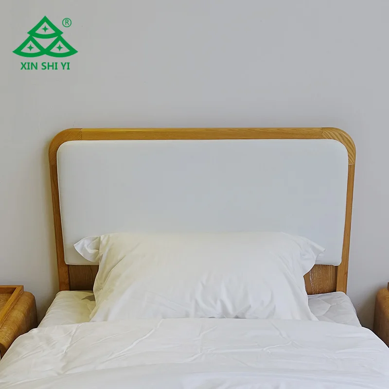 Bedroom Furniture SetSingle Solid Wood Bed With Leather Upholstery Headboard With Two Night Stand
