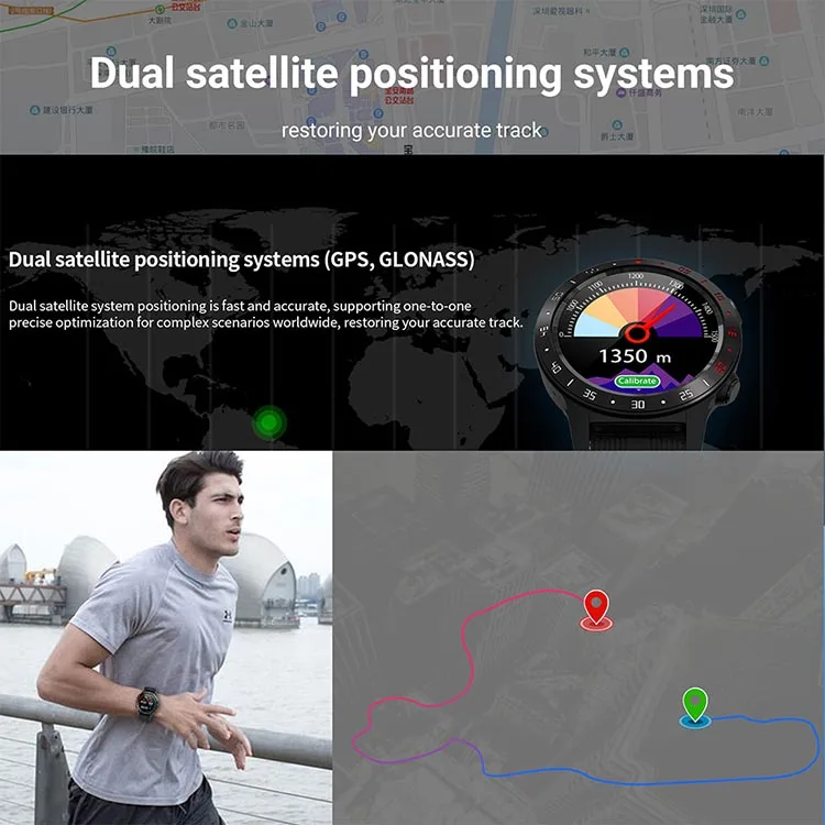 M5S GPS Смарт-часы для мужчин независимых карты вызова сердечного ритма IP67 Водонепроницаемый Компас Барометр Погода умный спортивный