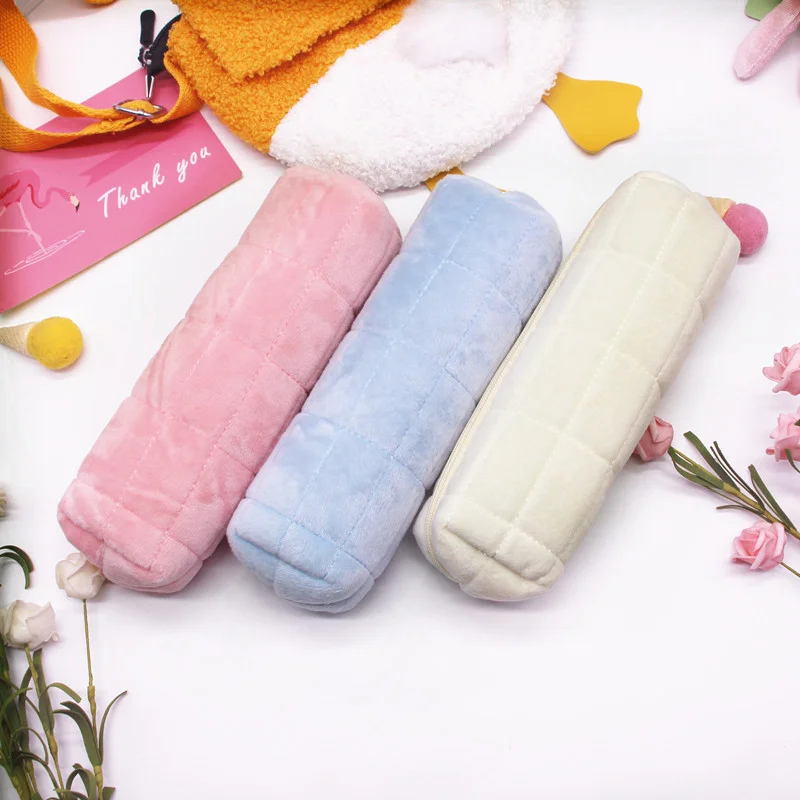 Kawaii Pencil Case Creative Pillow Bag School Supplies Stationery Box Cosmetic Bag  Zipper Pencil Pouches Soft Small Bag Flannel