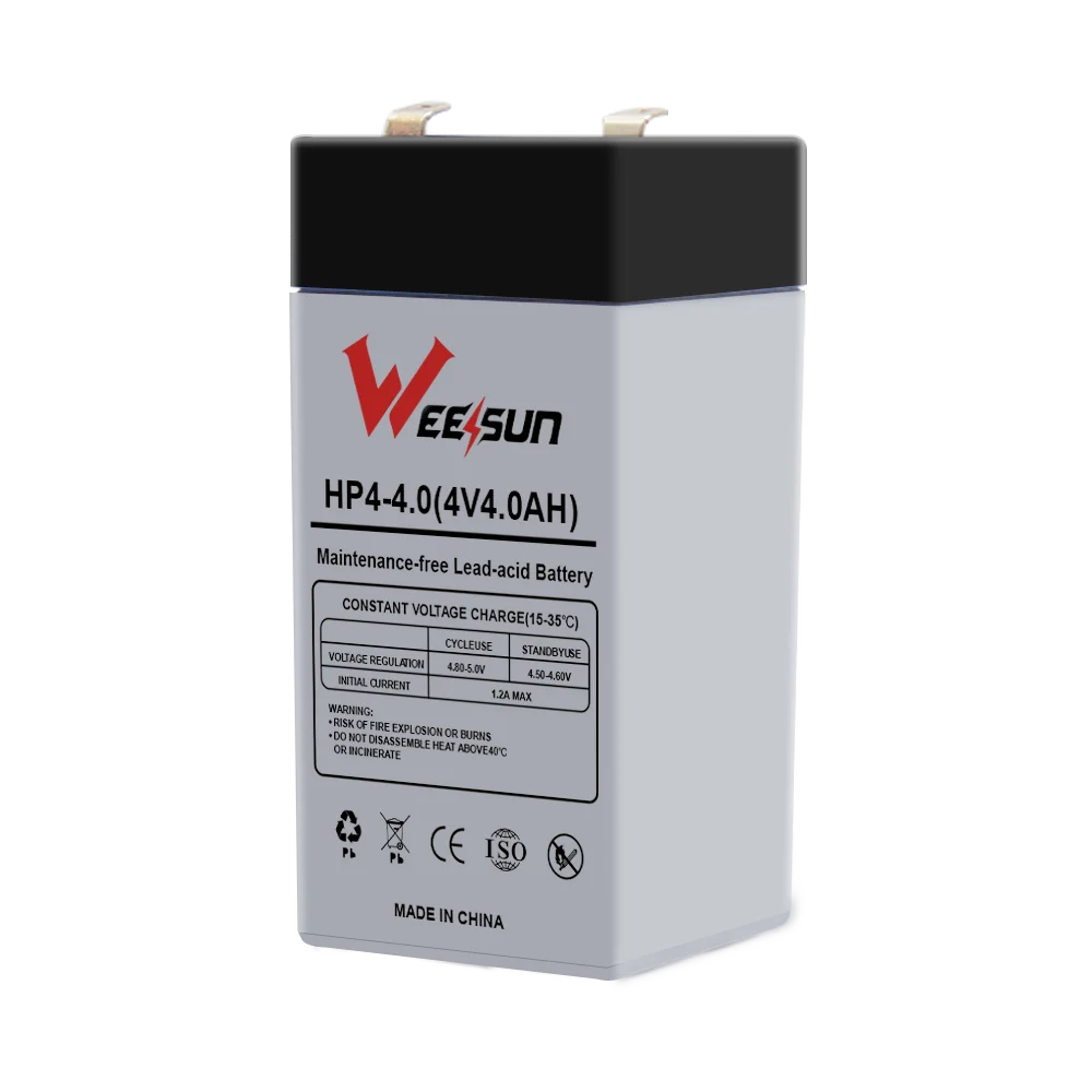 China factory direct sale small size 4v3ah 4v4ah 4v4.5ah 4v5ah 20hr long serve life sealed rechargeable agm UPS battery