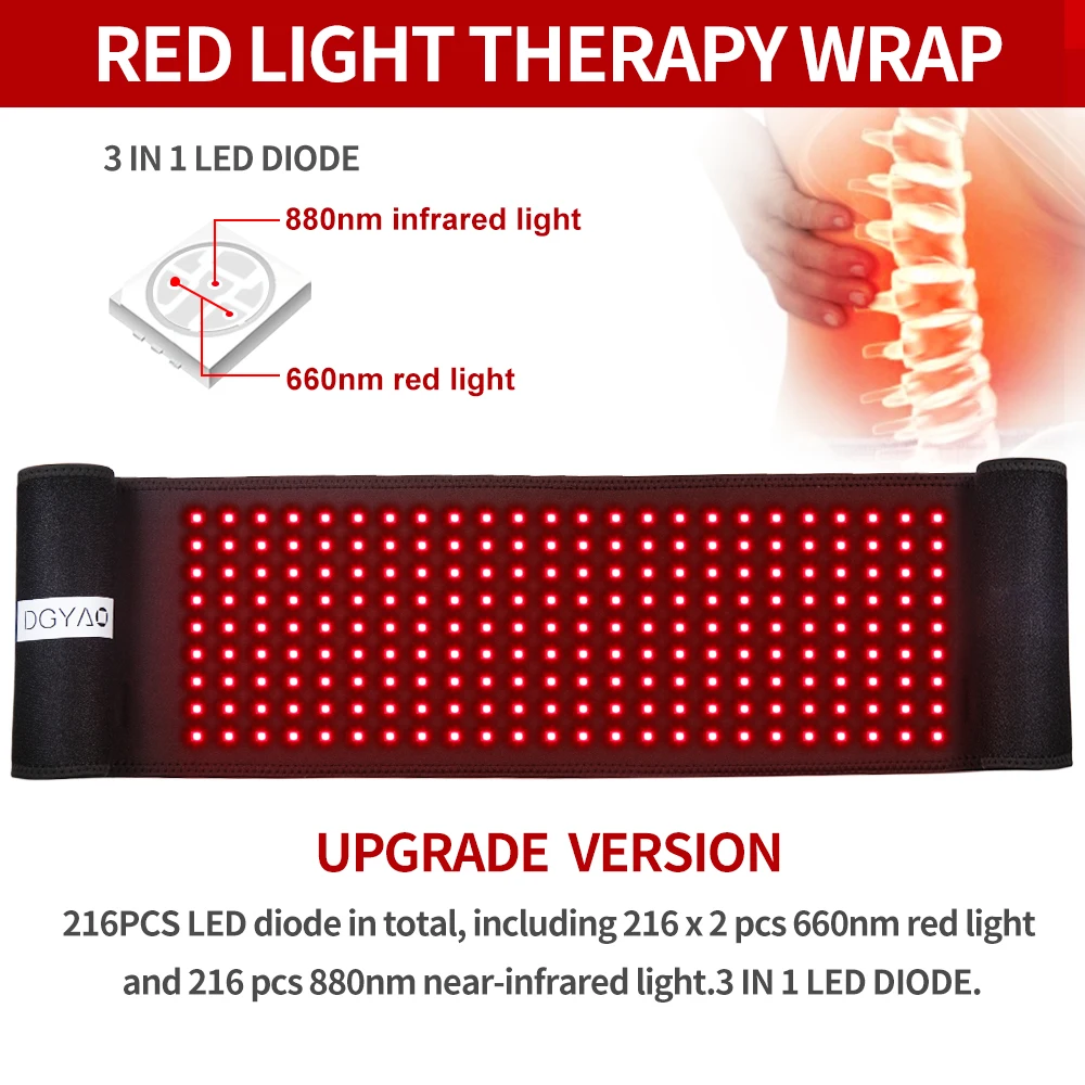 DGYAO Weight Laser Lipo Infrared & Red Light Therapy Pad Wearable Pad Wrap for Waist Muscle Pain Relief Red Light Therapy Belt