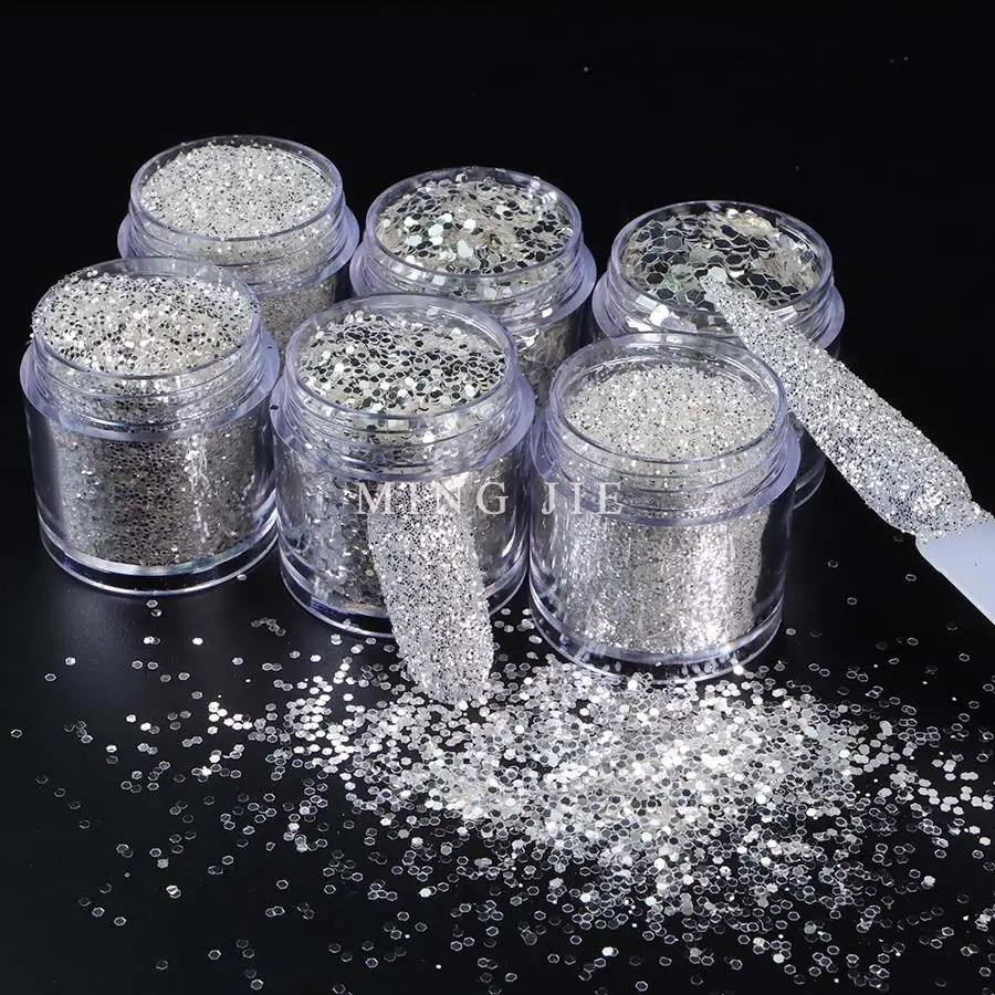 Shimmer Flash B0101 Pure Silver Nail Glitter Powder Ultra Fine Christmas Nail Craft High Sparkle White Silver Glitter